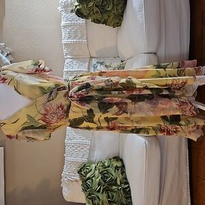 Danny & Nicole Chiffon Dress Yellow Floral Fully Lined Size 16W